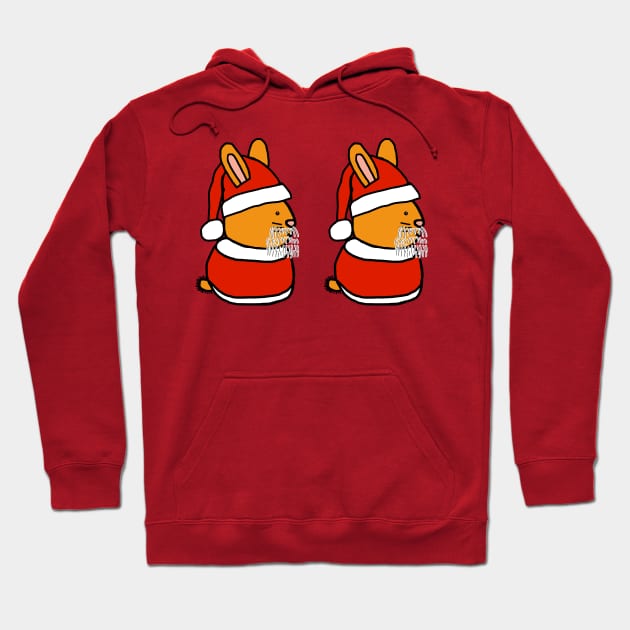 Cute Santa Bunny Rabbit Pair Hoodie by ellenhenryart